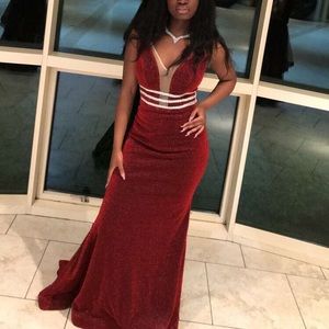 Red sparkly prom dress